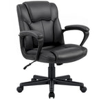 Chaise de bureau exécutive marron, chaise ergonomique épaissie en cuir PU de haute qualité, chaise de bureau et commerciale à dossier moyen.