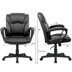 Chaise de bureau exécutive marron, chaise ergonomique épaissie en cuir PU de haute qualité, chaise de bureau et commerciale à dossier moyen.