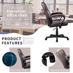 Chaise de bureau exécutive marron, chaise ergonomique épaissie en cuir PU de haute qualité, chaise de bureau et commerciale à dossier moyen.
