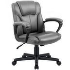 Chaise de bureau exécutive marron, chaise ergonomique épaissie en cuir PU de haute qualité, chaise de bureau et commerciale à dossier moyen.