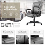 Chaise de bureau exécutive marron, chaise ergonomique épaissie en cuir PU de haute qualité, chaise de bureau et commerciale à dossier moyen.