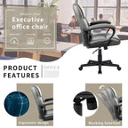Chaise de bureau exécutive marron, chaise ergonomique épaissie en cuir PU de haute qualité, chaise de bureau et commerciale à dossier moyen.