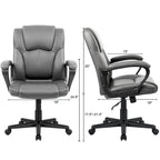 Chaise de bureau exécutive marron, chaise ergonomique épaissie en cuir PU de haute qualité, chaise de bureau et commerciale à dossier moyen.