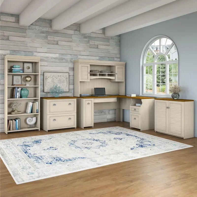 Bureau de 60 W avec huche et ensemble de rangement | Poste de travail pour bureau à domicile | Plusieurs finitions