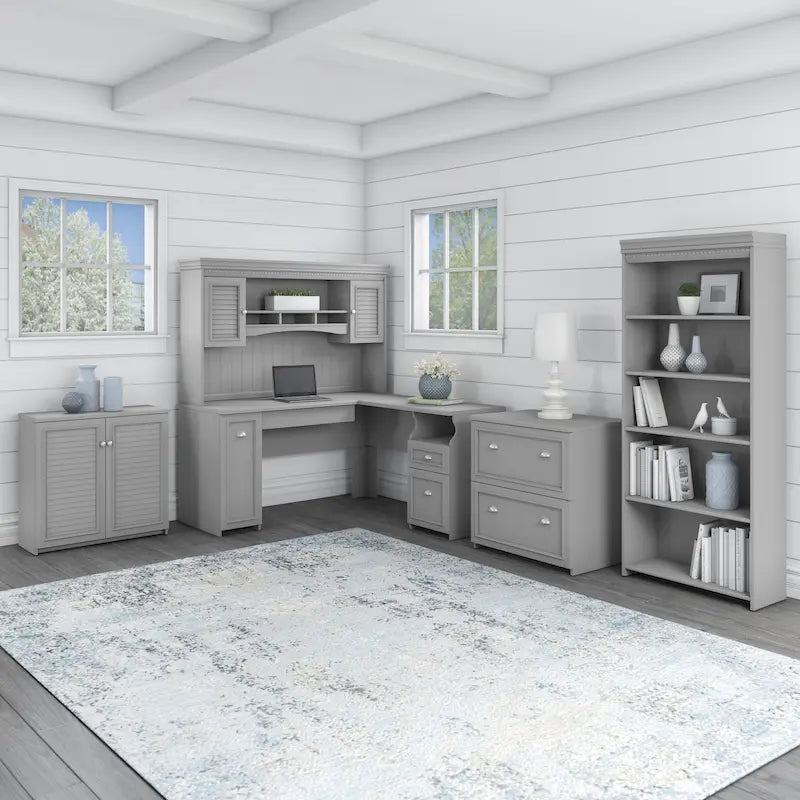 Bureau de 60 W avec huche et ensemble de rangement | Poste de travail pour bureau à domicile | Plusieurs finitions
