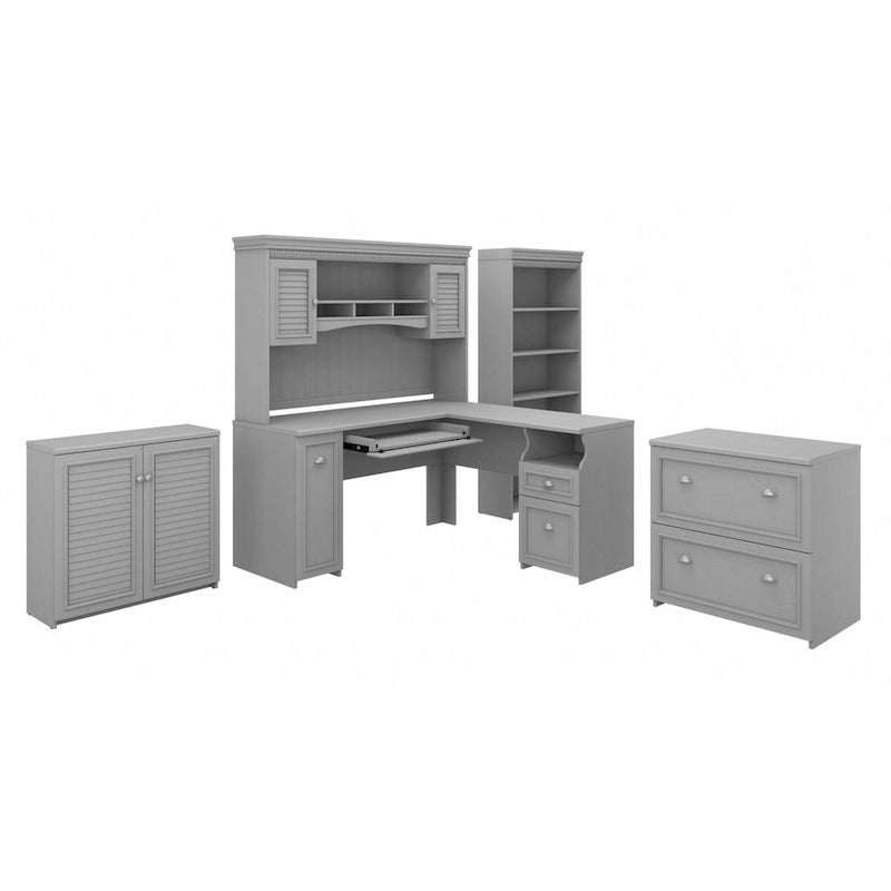 Bureau de 60 W avec huche et ensemble de rangement | Poste de travail pour bureau à domicile | Plusieurs finitions