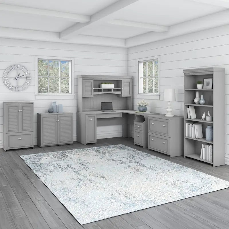 Bureau de 60 W avec huche et ensemble de rangement | Poste de travail pour bureau à domicile | Plusieurs finitions
