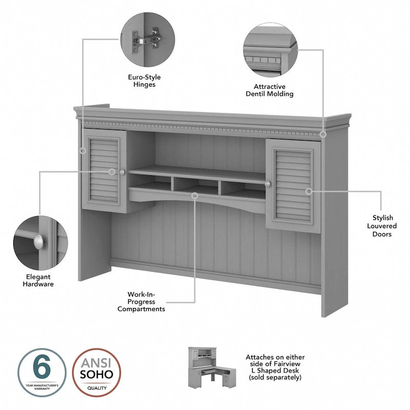 Bureau de 60 W avec huche et ensemble de rangement | Poste de travail pour bureau à domicile | Plusieurs finitions