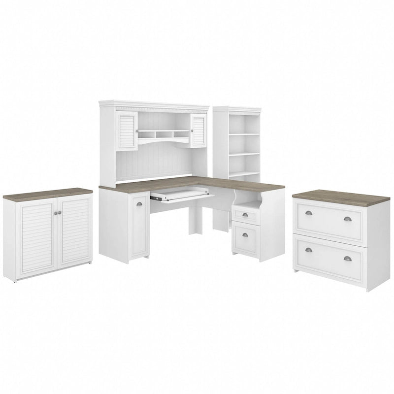 Bureau de 60 W avec huche et ensemble de rangement | Poste de travail pour bureau à domicile | Plusieurs finitions