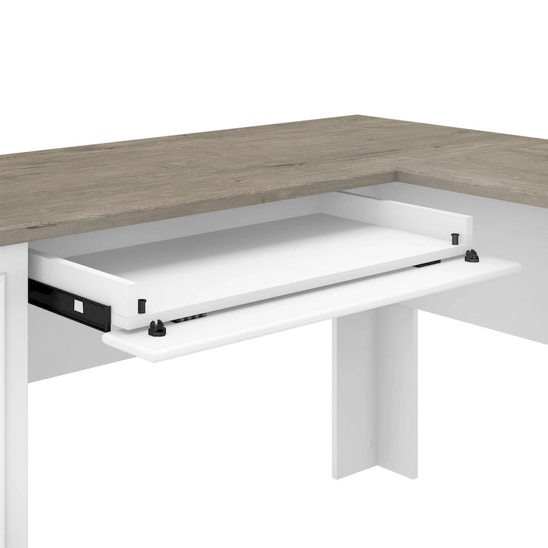 Bureau de 60 W avec huche et ensemble de rangement | Poste de travail pour bureau à domicile | Plusieurs finitions