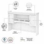 Bureau de 60 W avec huche et ensemble de rangement | Poste de travail pour bureau à domicile | Plusieurs finitions