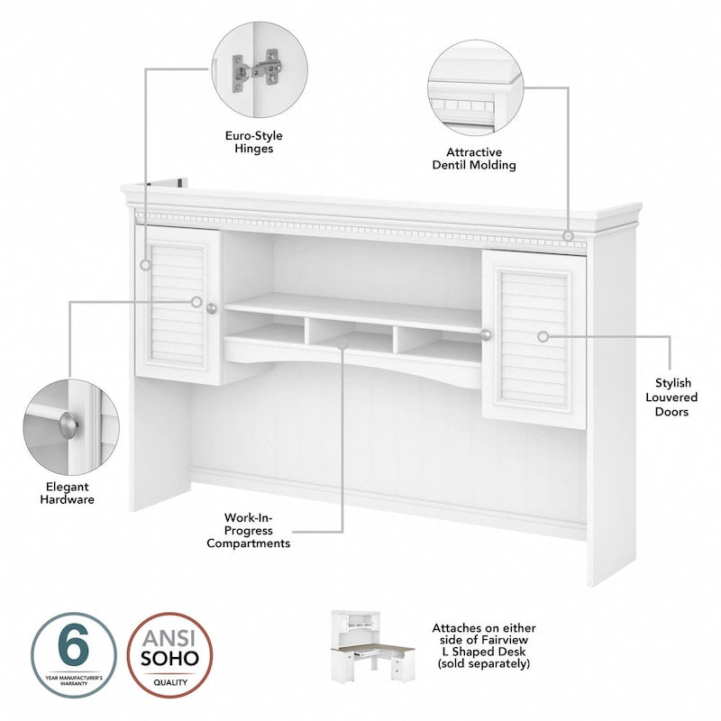 Bureau de 60 W avec huche et ensemble de rangement | Poste de travail pour bureau à domicile | Plusieurs finitions