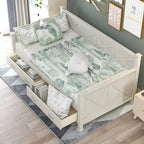Lit de repos simple moderne et rustique en bois de style décontracté, blanc crème