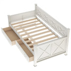 Lit de repos simple moderne et rustique en bois de style décontracté, blanc crème