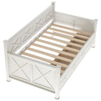 Lit de repos simple moderne et rustique en bois de style décontracté, blanc crème