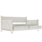 Lit de repos simple moderne et rustique en bois de style décontracté, blanc crème