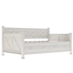 Lit de repos simple moderne et rustique en bois de style décontracté, blanc crème