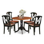 East West Furniture - Ensemble de salle à manger - Table de cuisine ronde et chaises de salle à manger en similicuir, noir et cerisier (option de pièces)