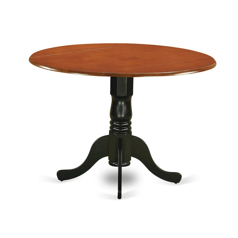 East West Furniture - Ensemble de salle à manger - Table de cuisine ronde et chaises de salle à manger en similicuir, noir et cerisier (option de pièces)