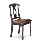 East West Furniture - Ensemble de salle à manger - Table de cuisine ronde et chaises de salle à manger en similicuir, noir et cerisier (option de pièces)