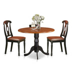 East West Furniture - Ensemble de salle à manger - Table de cuisine ronde et chaises de salle à manger en similicuir, noir et cerisier (option de pièces)
