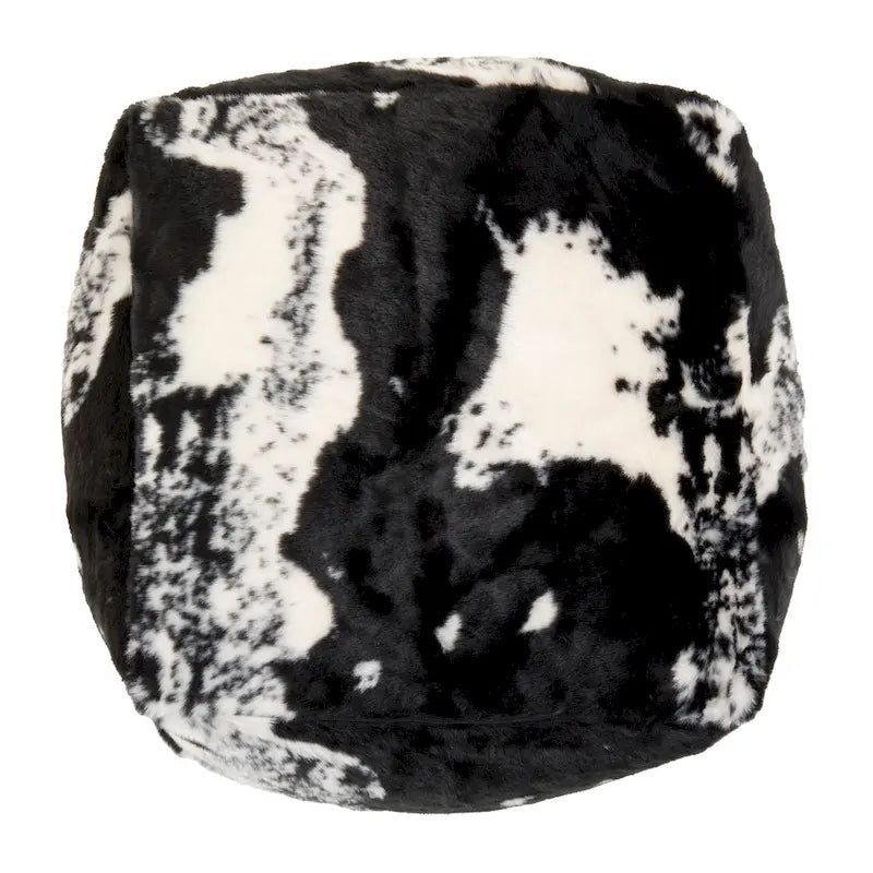 Pouf en fausse fourrure motif vache