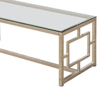 Table basse à plateau en verre trempé avec découpes en treillis, argent et transparent