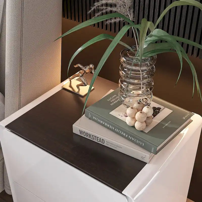 Table de chevet blanche à LED, Table de chevet moderne à LED, Table de chevet