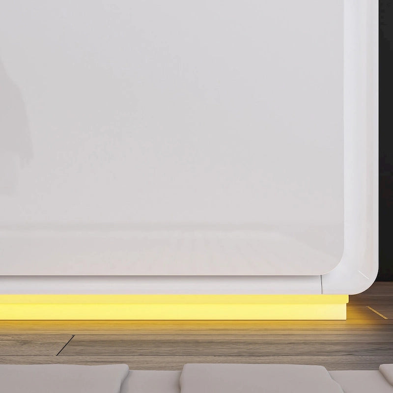 Table de chevet blanche à LED, Table de chevet moderne à LED, Table de chevet