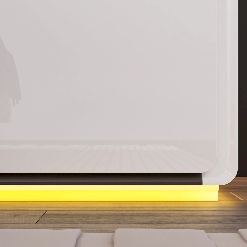 Table de chevet blanche à LED, Table de chevet moderne à LED, Table de chevet