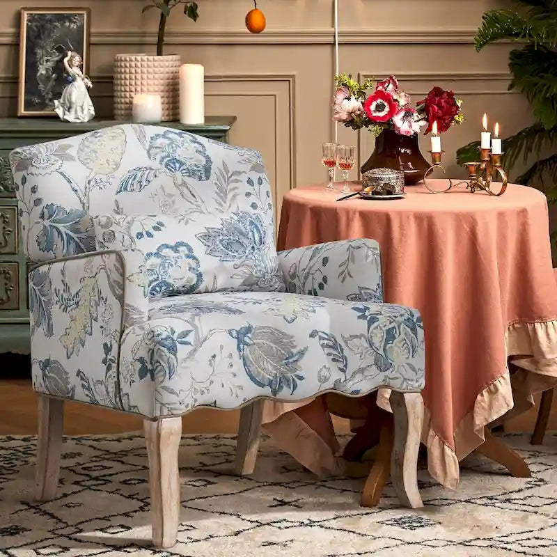 Fauteuils de lecture individuels de style français campagnard en tissu avec oreiller