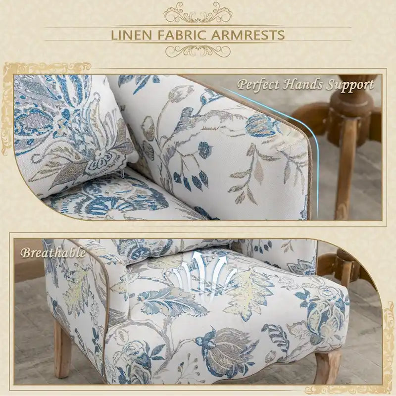 Fauteuils de lecture individuels de style français campagnard en tissu avec oreiller