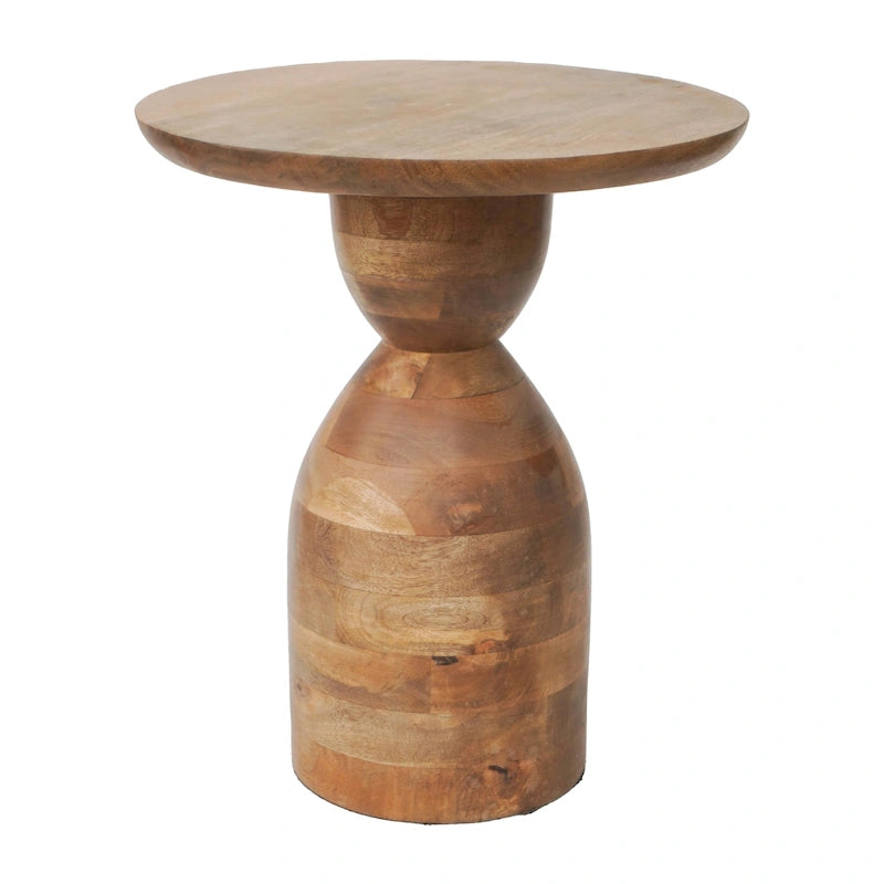 Table d'appoint sablier en bois de manguier | Bois massif naturel | Table d'appoint bohème pour le salon