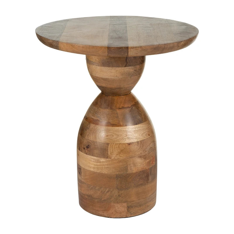 Table d'appoint sablier en bois de manguier | Bois massif naturel | Table d'appoint bohème pour le salon