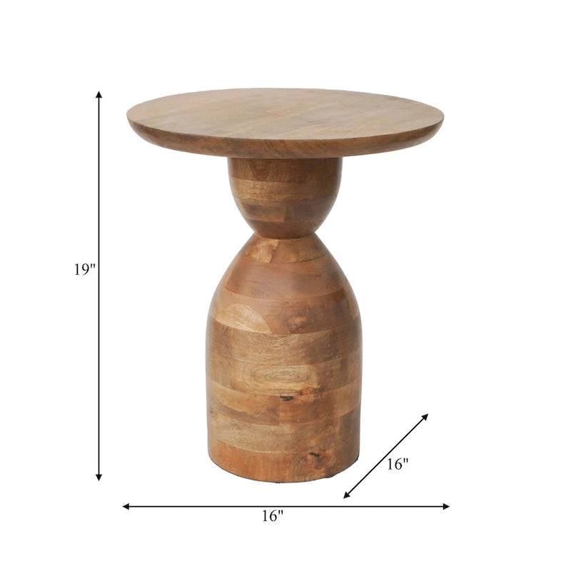 Table d'appoint sablier en bois de manguier | Bois massif naturel | Table d'appoint bohème pour le salon