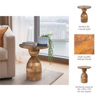 Table d'appoint sablier en bois de manguier | Bois massif naturel | Table d'appoint bohème pour le salon