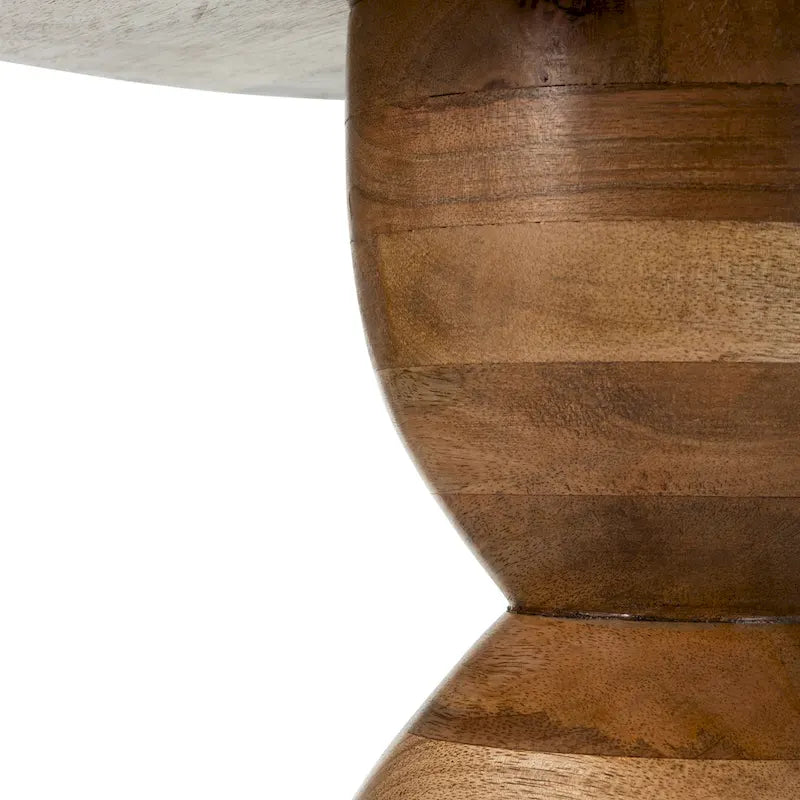 Table d'appoint sablier en bois de manguier | Bois massif naturel | Table d'appoint bohème pour le salon