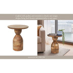 Table d'appoint sablier en bois de manguier | Bois massif naturel | Table d'appoint bohème pour le salon