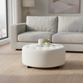 Repose-pieds rond en bois noir avec coussin en velours ivoire de style moderne