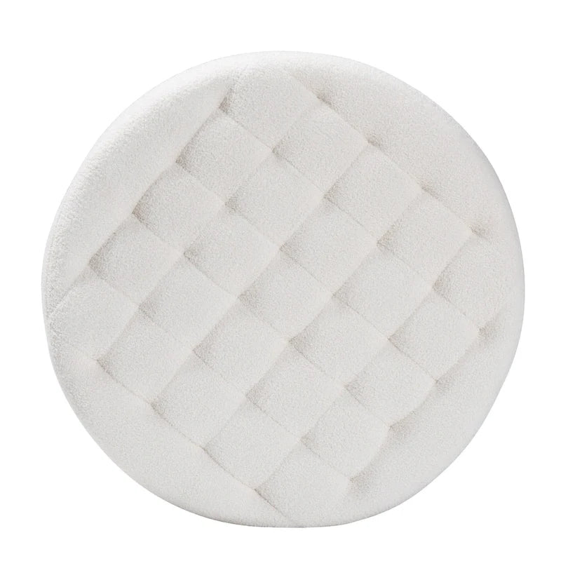 Repose-pieds rond en bois noir avec coussin en velours ivoire de style moderne