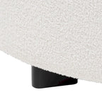 Repose-pieds rond en bois noir avec coussin en velours ivoire de style moderne