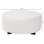 Repose-pieds rond en bois noir avec coussin en velours ivoire de style moderne
