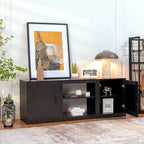 Meuble TV de 147 cm avec 2 placards de rangement et étagères réglables sur 3 positions