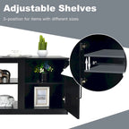 Meuble TV de 147 cm avec 2 placards de rangement et étagères réglables sur 3 positions