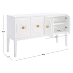 Buffet 3 portes 2 étagères 54"L | Détail octogonal sculpté | Meuble de rangement de style transitionnel