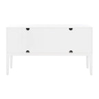 Buffet 3 portes 2 étagères 54"L | Détail octogonal sculpté | Meuble de rangement de style transitionnel