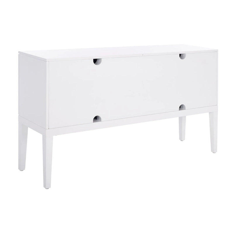 Buffet 3 portes 2 étagères 54"L | Détail octogonal sculpté | Meuble de rangement de style transitionnel