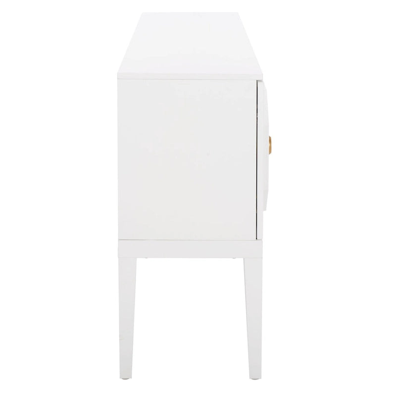 Buffet 3 portes 2 étagères 54"L | Détail octogonal sculpté | Meuble de rangement de style transitionnel
