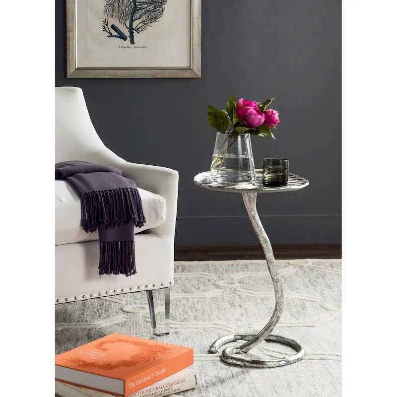 Table d'appoint glamour dorée | Cadre métallique orné | Table d'appoint décorative pour salon et chambre