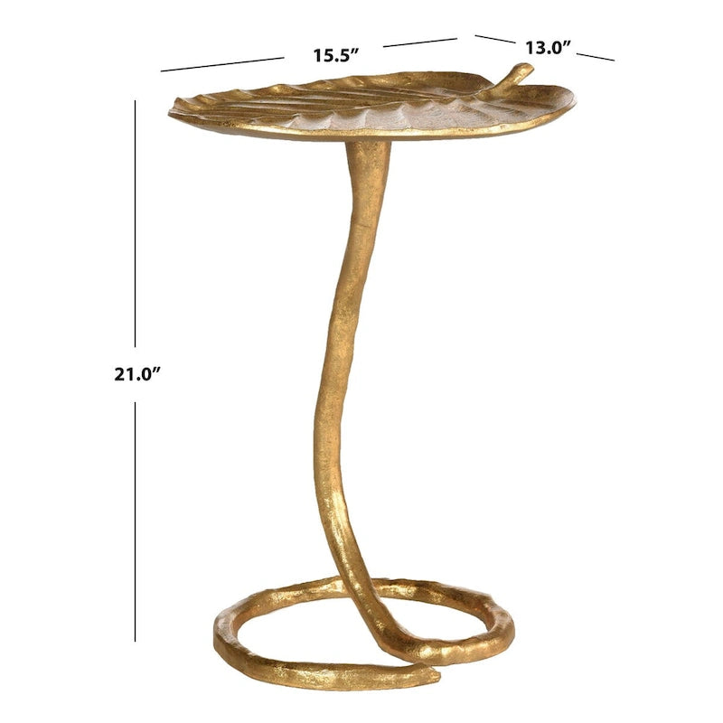 Table d'appoint glamour dorée | Cadre métallique orné | Table d'appoint décorative pour salon et chambre
